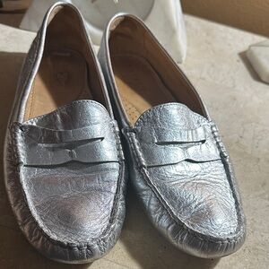 Ralph Lauren Double RL Metallic Silver Loafers